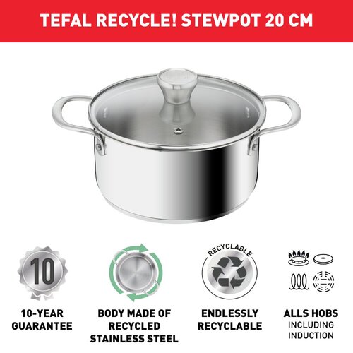 Recycle Gryta 20 cm / 3 l med lock Rostfritt stål 