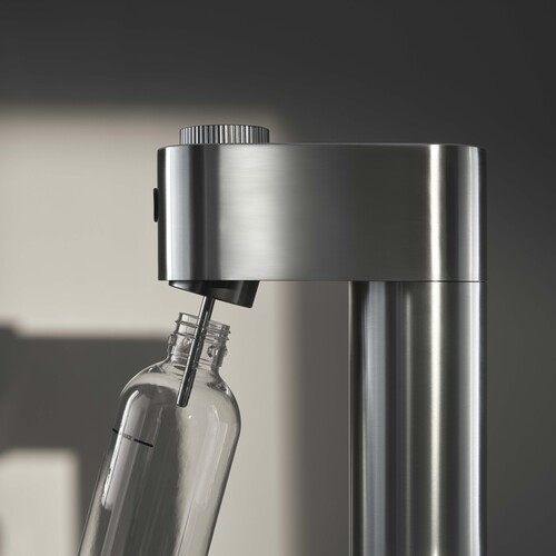 Element One kolsyremaskin med flaska, Rostfritt stål