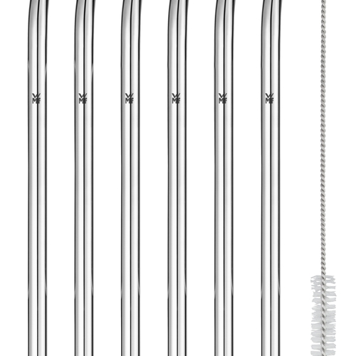 Baric sugrör böjda m. Borste, 24 cm, 6-pack i rostfritt stål 