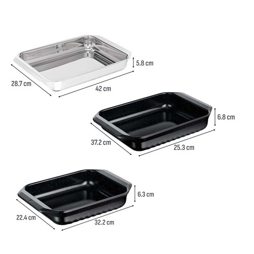 Ugnsforms-set 3 delar, Excellence Ceramic & Stainless Steel