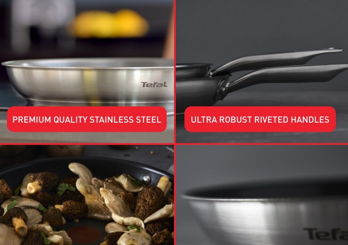 Tefal stekpannor i rostfritt stål: kvalitet och hållbarhet för mångsidig matlagning