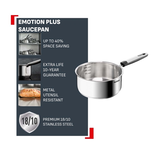 Emotion Plus SS Rostfritt stål Uncoated Kastrull 14 cm/1,3 l.