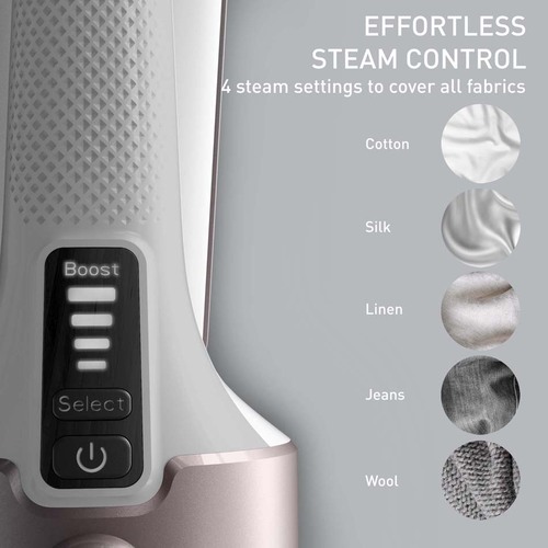 Pure Force 2-i-1 Steamer / Strykjärn, Vit & Rosa