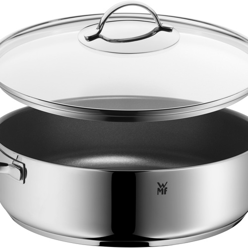 Traktörpanna 28 cm med Glaslock, Non-Stick Beläggning, Stålbotten 