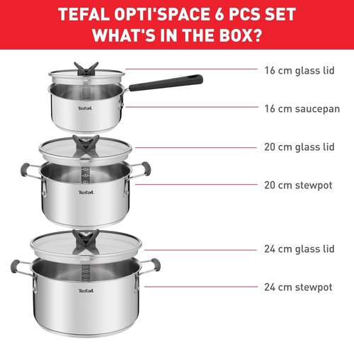 Tefal Opti'space 6 pcs set Grey