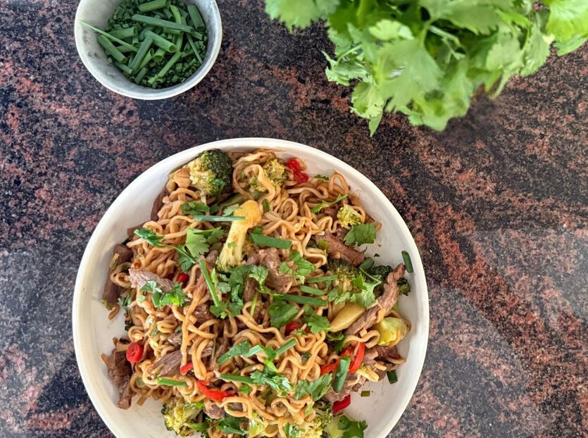Beef noodle one pan