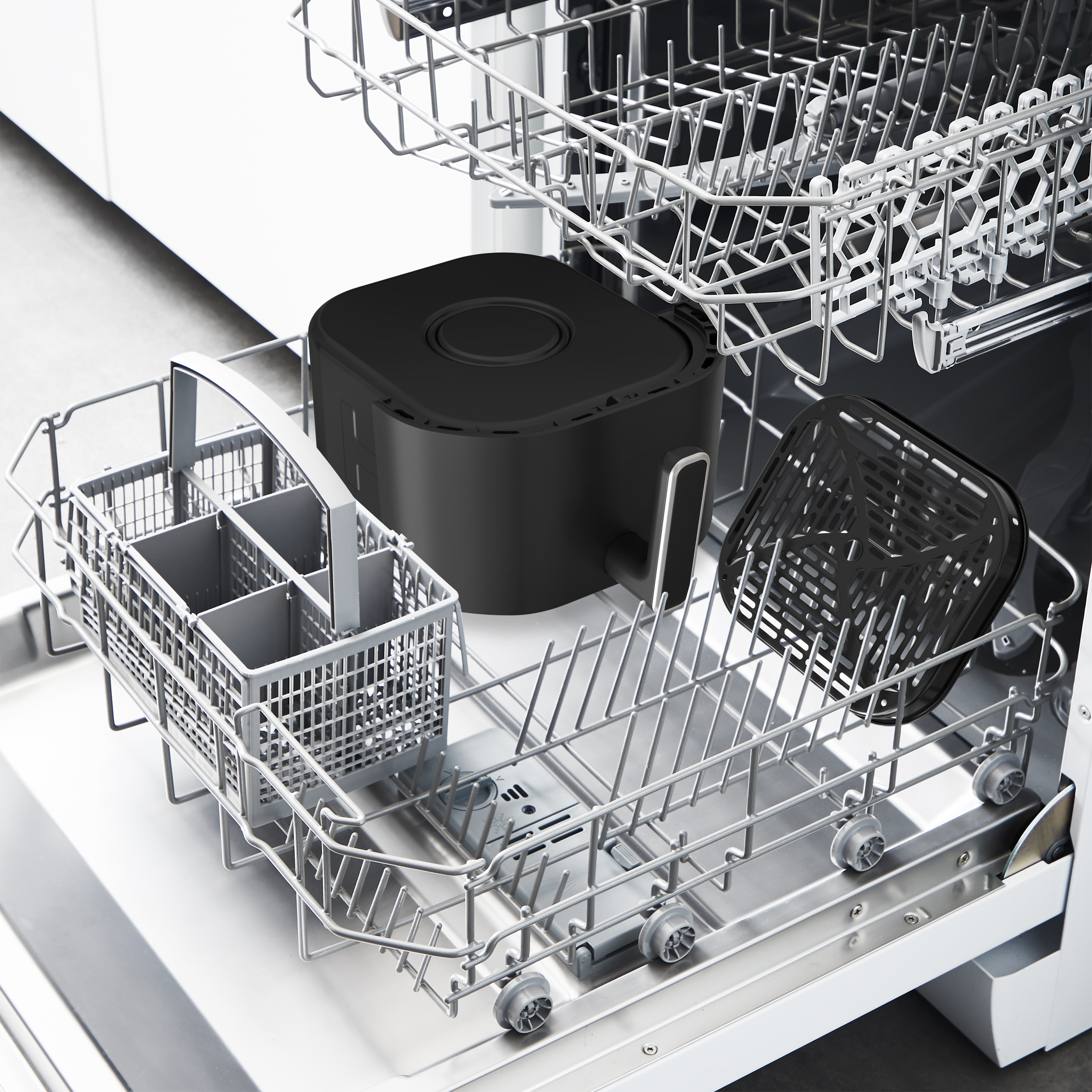 Korgen med non-stick beläggning är diskmaskinssäker