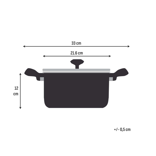 Gryta 20 cm/2,7L med lock, Rostfritt stål Obelagd, Extreme SS 