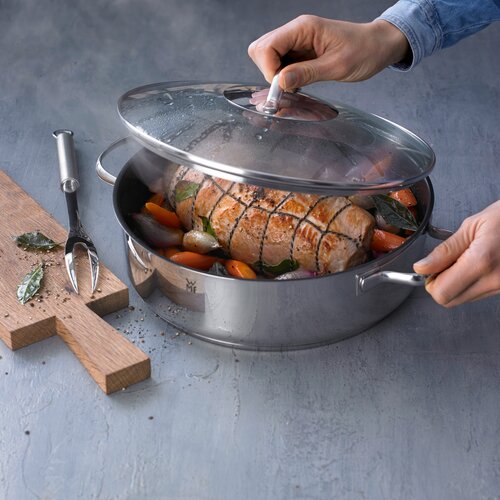 Traktörpanna 28 cm med Glaslock, Non-Stick Beläggning, Stålbotten 