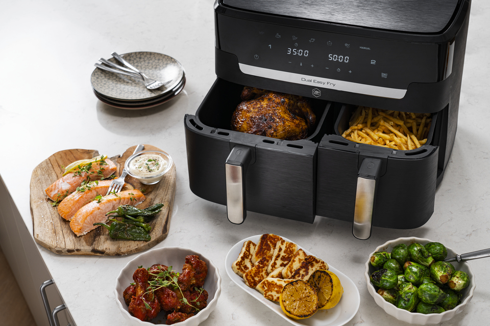 Air fryer med två separata matlådor