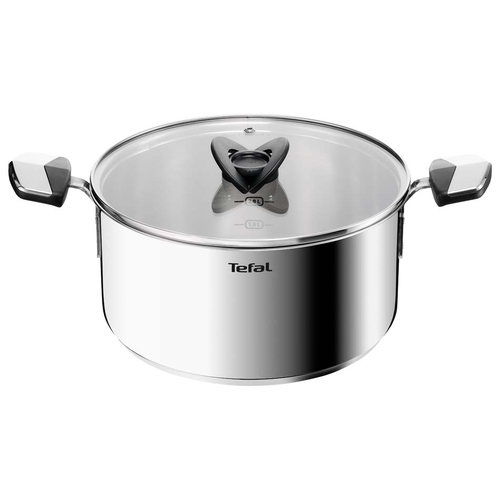 Gryta 24 cm/5,4L. med lock, Rostfritt stål Obelagd, Emotion Plus SS