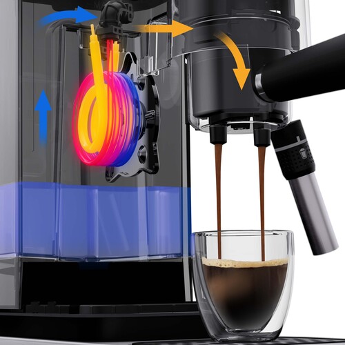 Lumero espressomaskin m. Inbyggt ång- & mjölkmunstycke, 2 program 