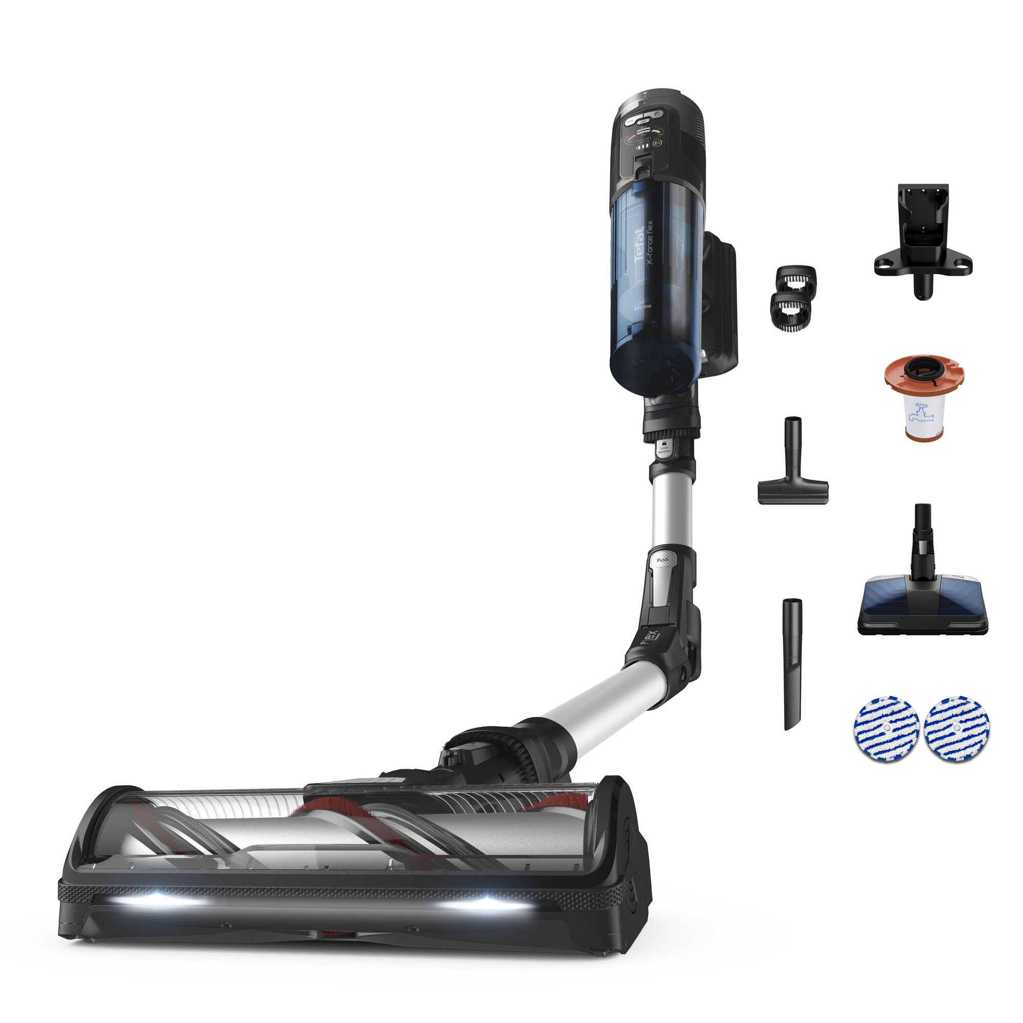 X-Force 13.60 Flex Aqua, Skaftdammsugare med Aerospin munstycke