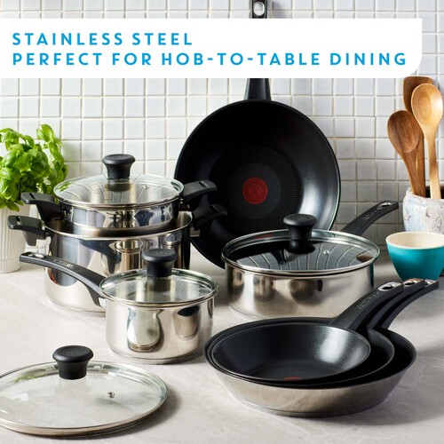 Jamie Oliver Everyday Kitchen Stainless Steel set 7 pcs. (FP 28 cm, Stewpots 16/20/24 cm w. 3 lids)