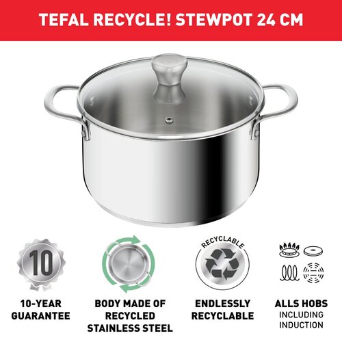 Recycle Gryta 24 cm med lock Rostfritt stål 