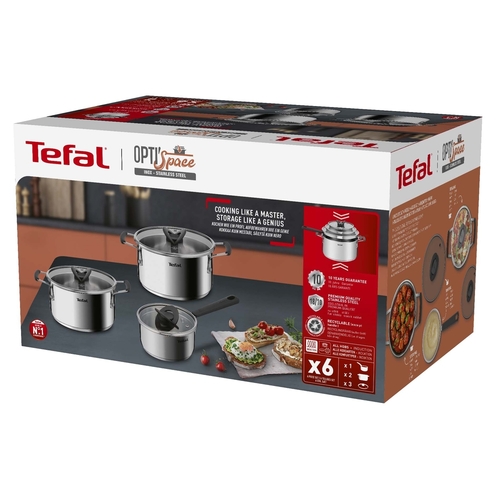 Tefal Opti'space 6 pcs set Grey